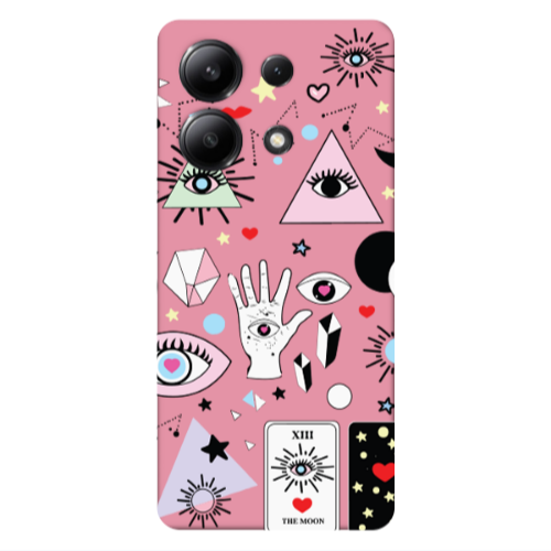 Xiaomi Redmi Note 13 4G Pyramid eyes Pink Colored Silicone TPU Θήκη
