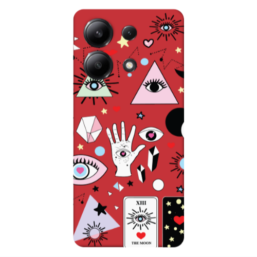 Xiaomi Redmi Note 13 4G Pyramid eyes Red Colored Silicone TPU Θήκη
