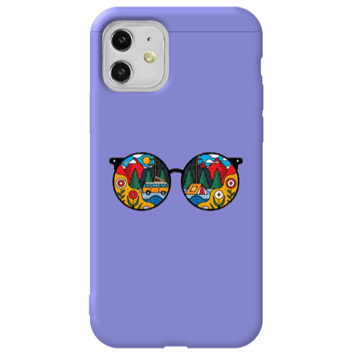 Apple iPhone 11  Round Glasses Purple Colored Silicone TPU Θήκη