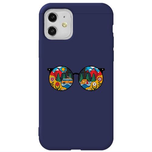 Apple iPhone 11  Round Glasses Dark blue Colored Silicone TPU Θήκη