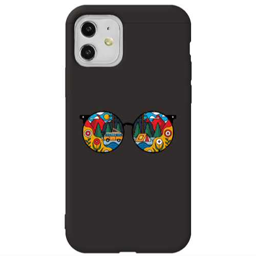 Apple iPhone 11  Round Glasses Black Colored Silicone TPU Θήκη