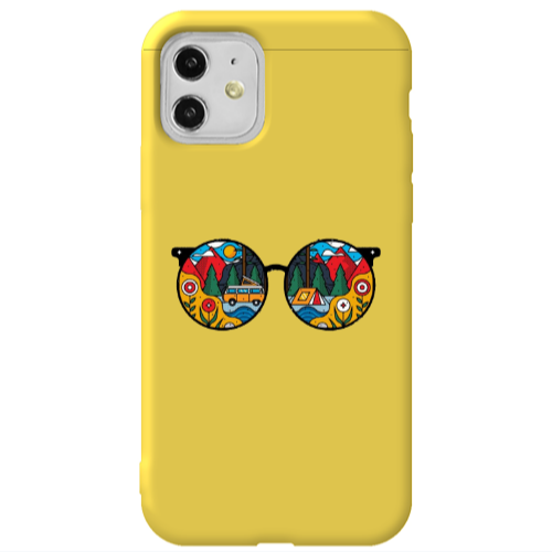 Apple iPhone 11  Round Glasses Yellow Colored Silicone TPU Θήκη