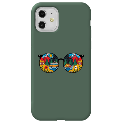 Apple iPhone 11  Round Glasses Dark Green Colored Silicone TPU Θήκη