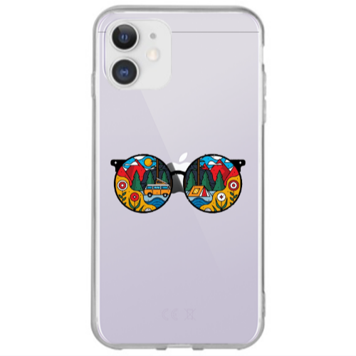 Apple iPhone 12 Round Glasses Transparent Silicone TPU Θήκη