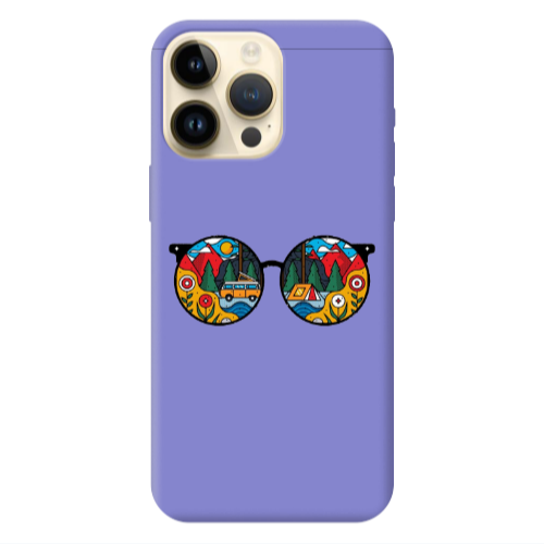Apple iPhone 13 Pro Max Round Glasses Purple Colored Silicone TPU Θήκη