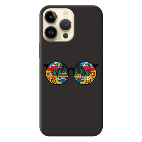 Apple iPhone 13 Pro Max Round Glasses Black Colored Silicone TPU Θήκη