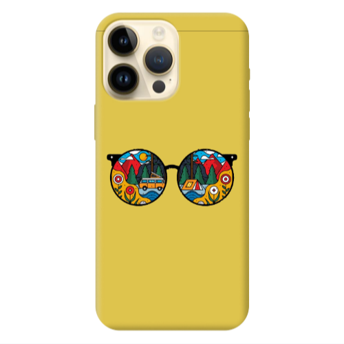 Apple iPhone 13 Pro Max Round Glasses Yellow Colored Silicone TPU Θήκη