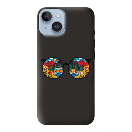 Apple iPhone 14  Round Glasses Black Colored Silicone TPU Θήκη