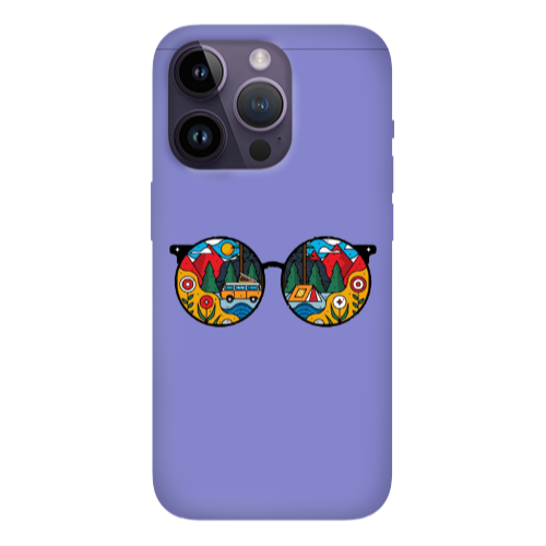 Apple iPhone 14 Pro  Round Glasses Purple Colored Silicone TPU Θήκη