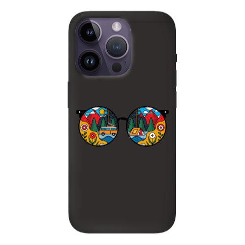 Apple iPhone 14 Pro  Round Glasses Black Colored Silicone TPU Θήκη