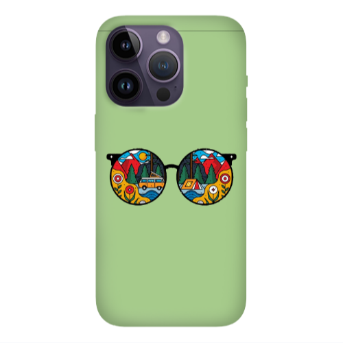 Apple iPhone 14 Pro Max Round Glasses Light Green Colored Silicone TPU Θήκη