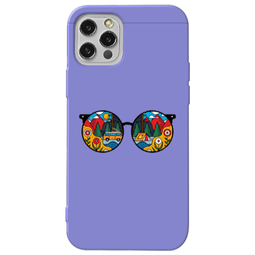 Apple iPhone 13 Pro Round Glasses Purple Colored Silicone TPU Θήκη