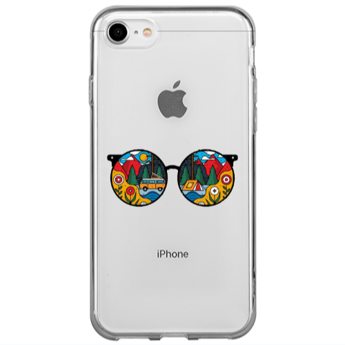 Apple iPhone 7 Round Glasses Transparent Silicone TPU Θήκη