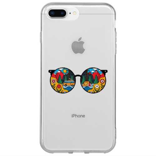 Apple iPhone 7 Plus Round Glasses Transparent Silicone TPU Θήκη