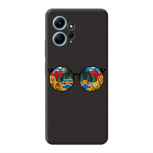 Xiaomi Redmi Note 12 4G Round Glasses Black Colored Silicone TPU Θήκη