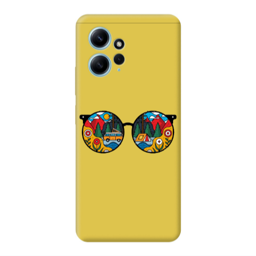 Xiaomi Redmi Note 12 4G Round Glasses Yellow Colored Silicone TPU Θήκη