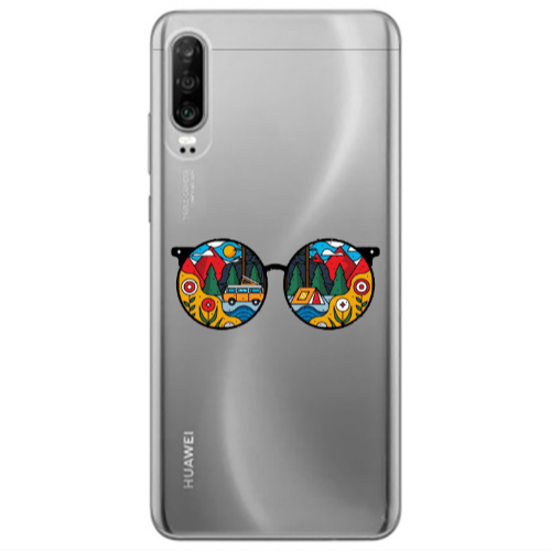 Huawei P30 Round Glasses Transparent Silicone TPU Θήκη