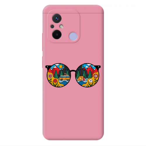 Xiaomi Redmi 12C Round Glasses Pink Colored Silicone TPU Θήκη