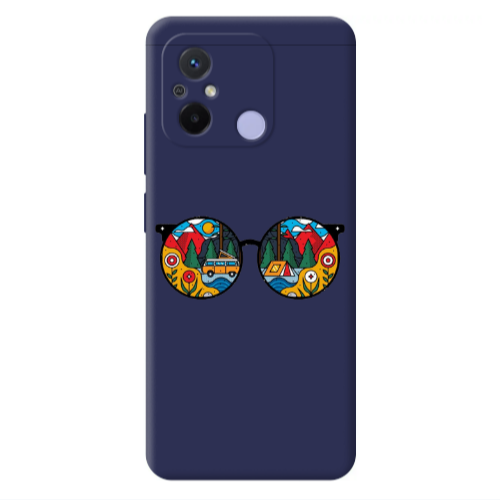 Xiaomi Redmi 12C Round Glasses Dark blue Colored Silicone TPU Θήκη