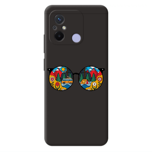 Xiaomi Redmi 12C Round Glasses Black Colored Silicone TPU Θήκη