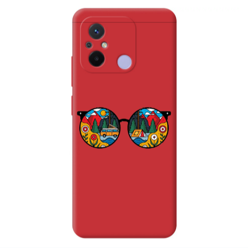 Xiaomi Redmi 12C Round Glasses Red Colored Silicone TPU Θήκη