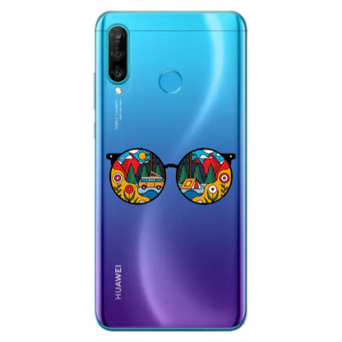Huawei P30 Lite Round Glasses Transparent Silicone TPU Θήκη