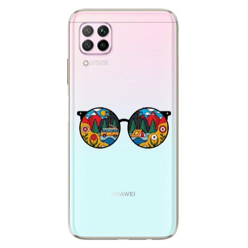 Huawei P40 Lite Round Glasses Transparent Silicone TPU Θήκη