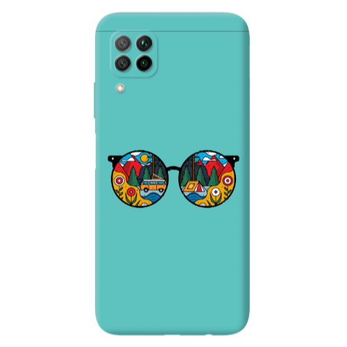 Huawei P40 Lite Round Glasses Turquoise Colored Silicone TPU Θήκη