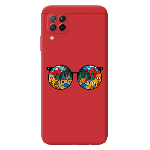 Huawei P40 Lite Round Glasses Red Colored Silicone TPU Θήκη