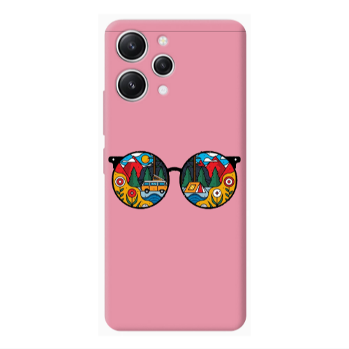 Xiaomi Redmi 12 Round Glasses Pink Colored Silicone TPU Θήκη