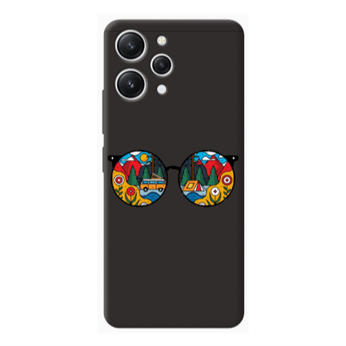 Xiaomi Redmi 12 Round Glasses Black Colored Silicone TPU Θήκη