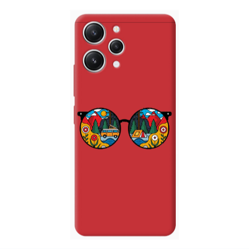 Xiaomi Redmi 12 Round Glasses Red Colored Silicone TPU Θήκη