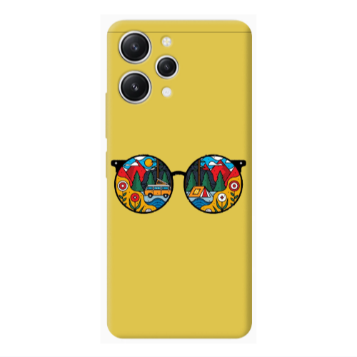 Xiaomi Redmi 12 Round Glasses Yellow Colored Silicone TPU Θήκη