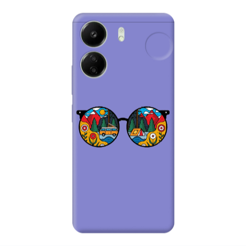Xiaomi Redmi 13C Round Glasses Purple Colored Silicone TPU Θήκη
