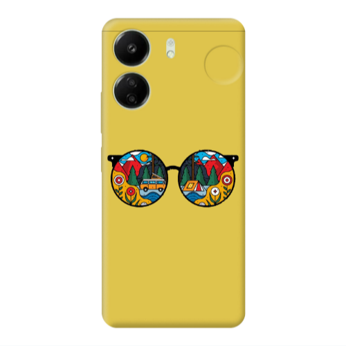 Xiaomi Redmi 13C Round Glasses Yellow Colored Silicone TPU Θήκη