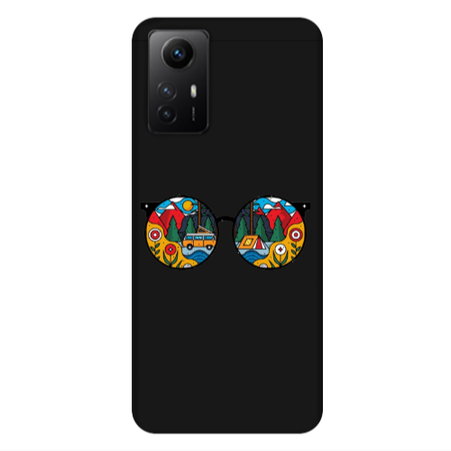 Xiaomi Redmi Note 12s Round Glasses Black Colored Silicone TPU Θήκη