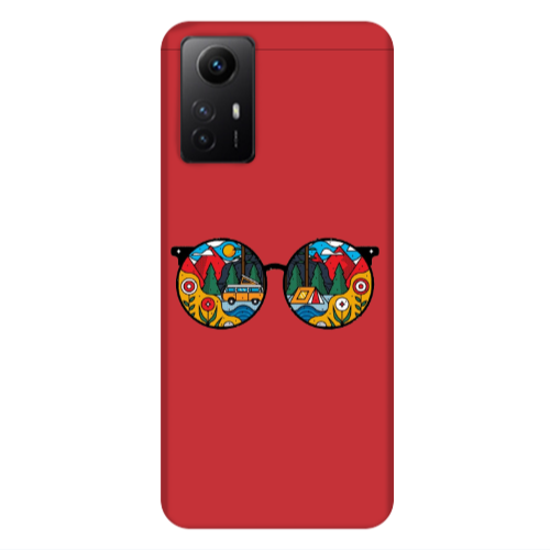 Xiaomi Redmi Note 12s Round Glasses Red Colored Silicone TPU Θήκη