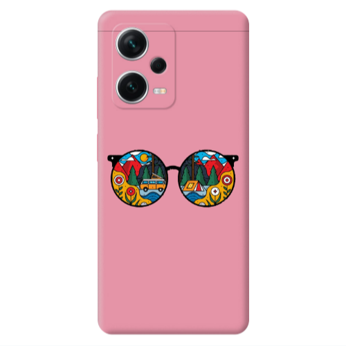 Xiaomi Poco X5 Round Glasses Pink Colored Silicone TPU Θήκη