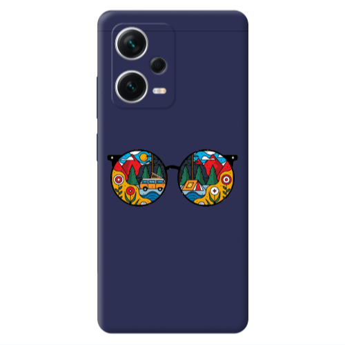 Xiaomi Poco X5 Round Glasses Dark blue Colored Silicone TPU Θήκη