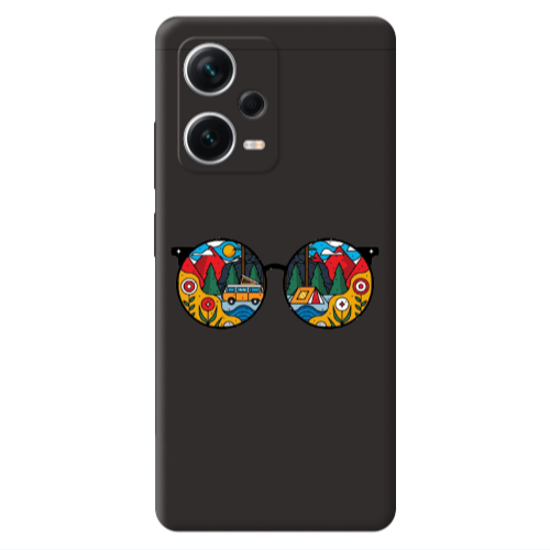 Xiaomi Poco X5 Round Glasses Black Colored Silicone TPU Θήκη
