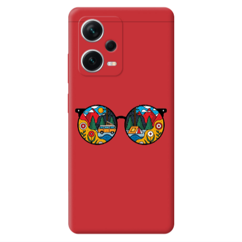 Xiaomi Poco X5 Round Glasses Red Colored Silicone TPU Θήκη