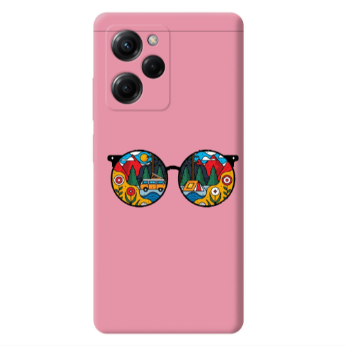 Xiaomi Poco X5 Pro Round Glasses Pink Colored Silicone TPU Θήκη