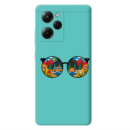 Xiaomi Poco X5 Pro Round Glasses Turquoise Colored Silicone TPU Θήκη