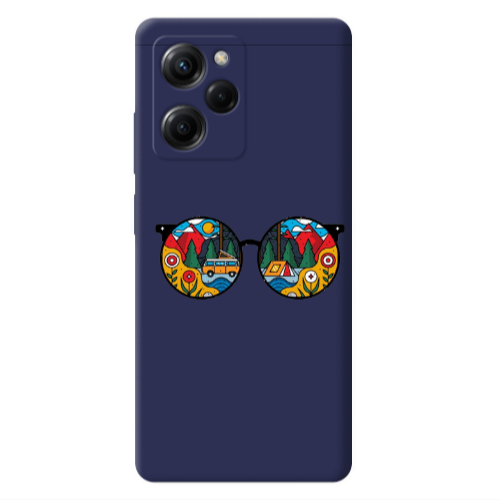 Xiaomi Poco X5 Pro Round Glasses Dark blue Colored Silicone TPU Θήκη