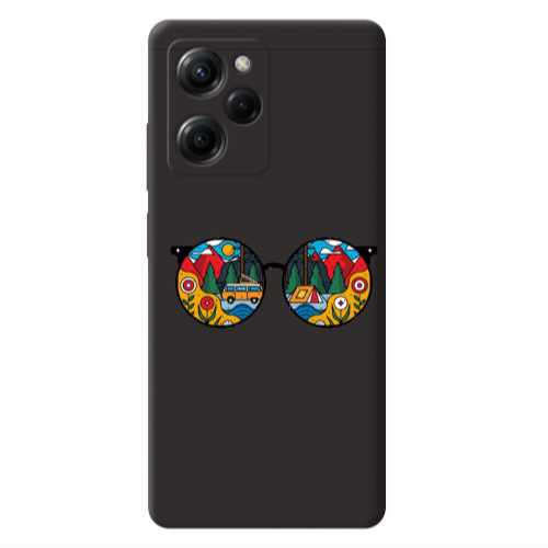 Xiaomi Poco X5 Pro Round Glasses Black Colored Silicone TPU Θήκη