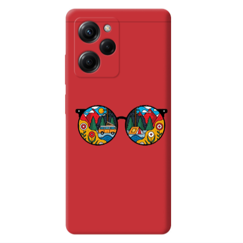 Xiaomi Poco X5 Pro Round Glasses Red Colored Silicone TPU Θήκη