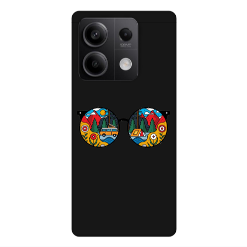 Xiaomi Redmi Note 13 5G Round Glasses Black Colored Silicone TPU Θήκη