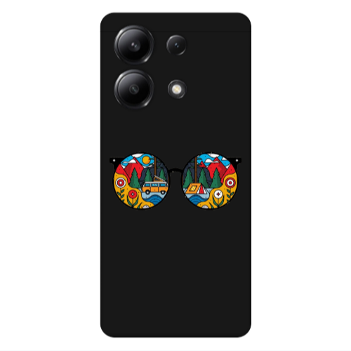 Xiaomi Redmi Note 13 4G Round Glasses Black Colored Silicone TPU Θήκη