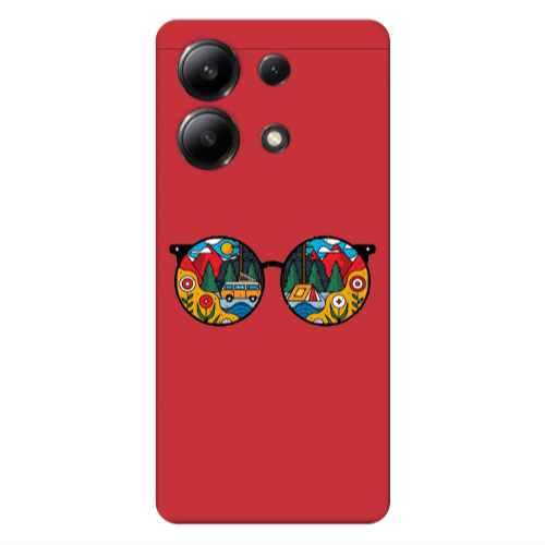 Xiaomi Redmi Note 13 4G Round Glasses Red Colored Silicone TPU Θήκη