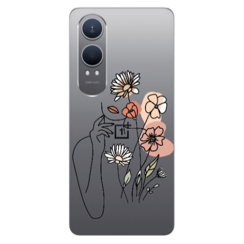 Oneplus Nord Ce 4 lite Lady with Flowers Transparent Silicone TPU Θήκη